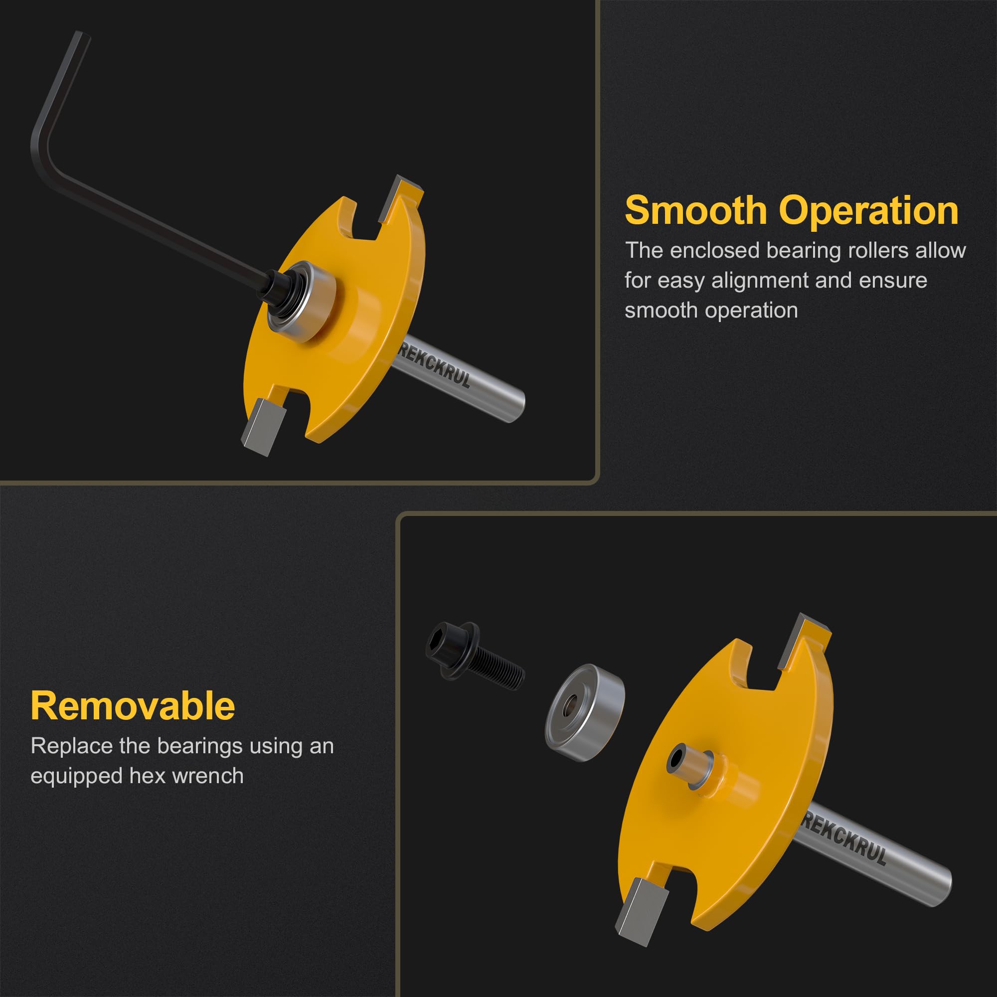 Rabbet Router Bit - 6 Bearing Set 2 Inch -7