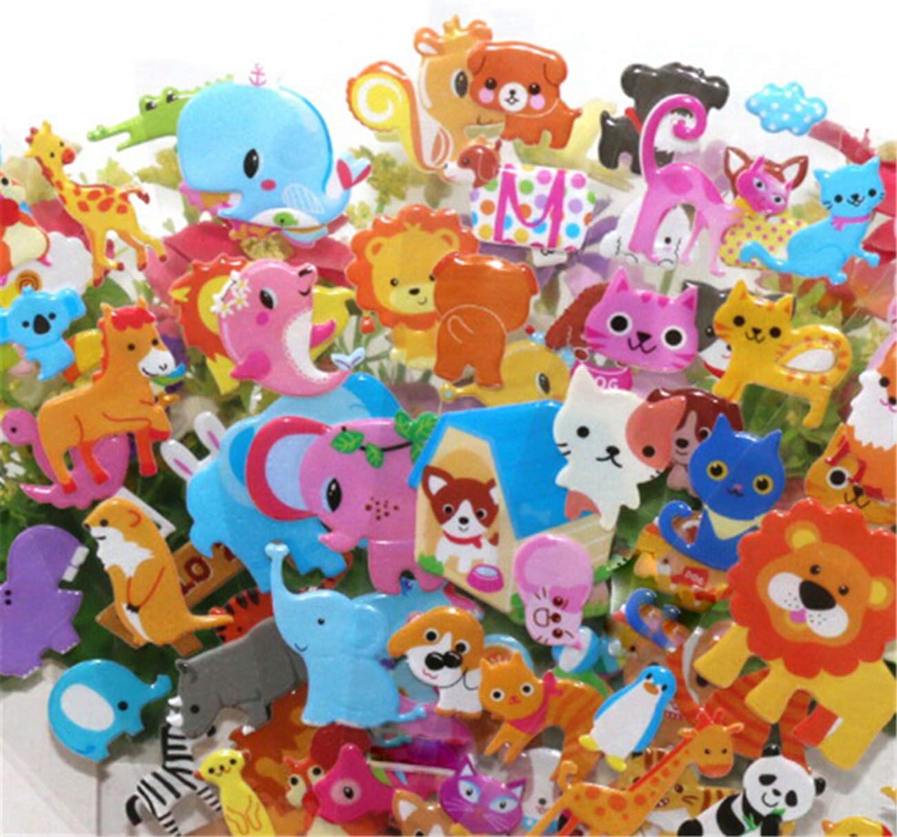 Syolee Puffy Stickers for Kids 40 Different Sheets 1200+ 3D Stickers Party Favors for Scrapbooking Teachers Journal Including Animal, Numbers, Hearts, Pets, Dinosaurs, Vehicles and More