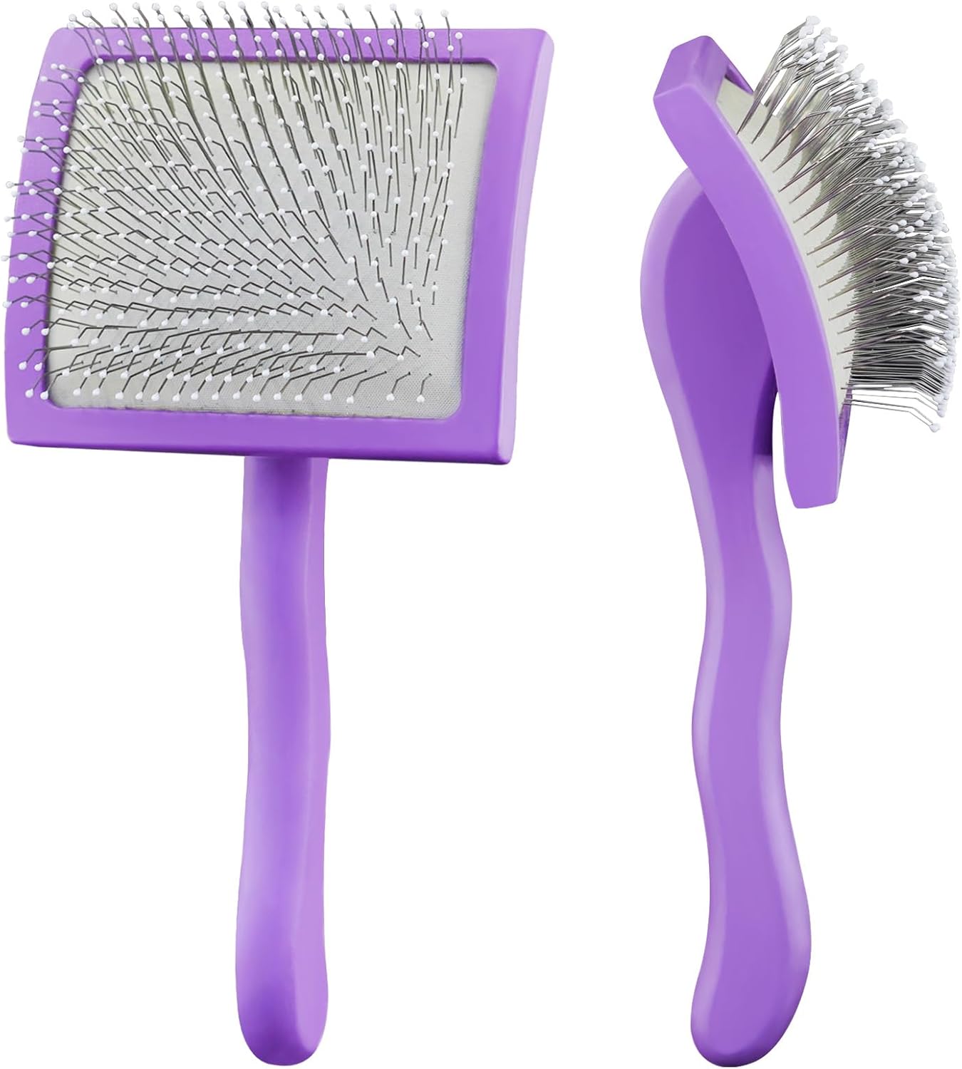 Slicker Dog Brushes for Grooming and Shedding, Slicker Brush for Dogs with Little Round Rubber Tips -Removes Loose Hair, Tangles, Knots, Long Pin Dog Brush for Goldendoodles, Poodles, Doodles (Large)