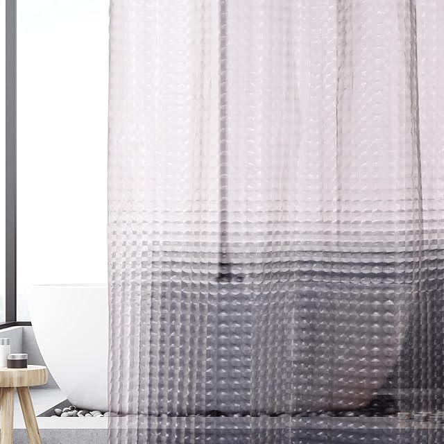 Miorkly 3D Shower Curtain Dark Grey,Mould Proof Resistant Waterproof ,Weighted Hem Andstainless Steel Buttonholes-EVA Material-Thickness 12mm Bathroom Curtains with 12 Hooks,71 x 71 Inch