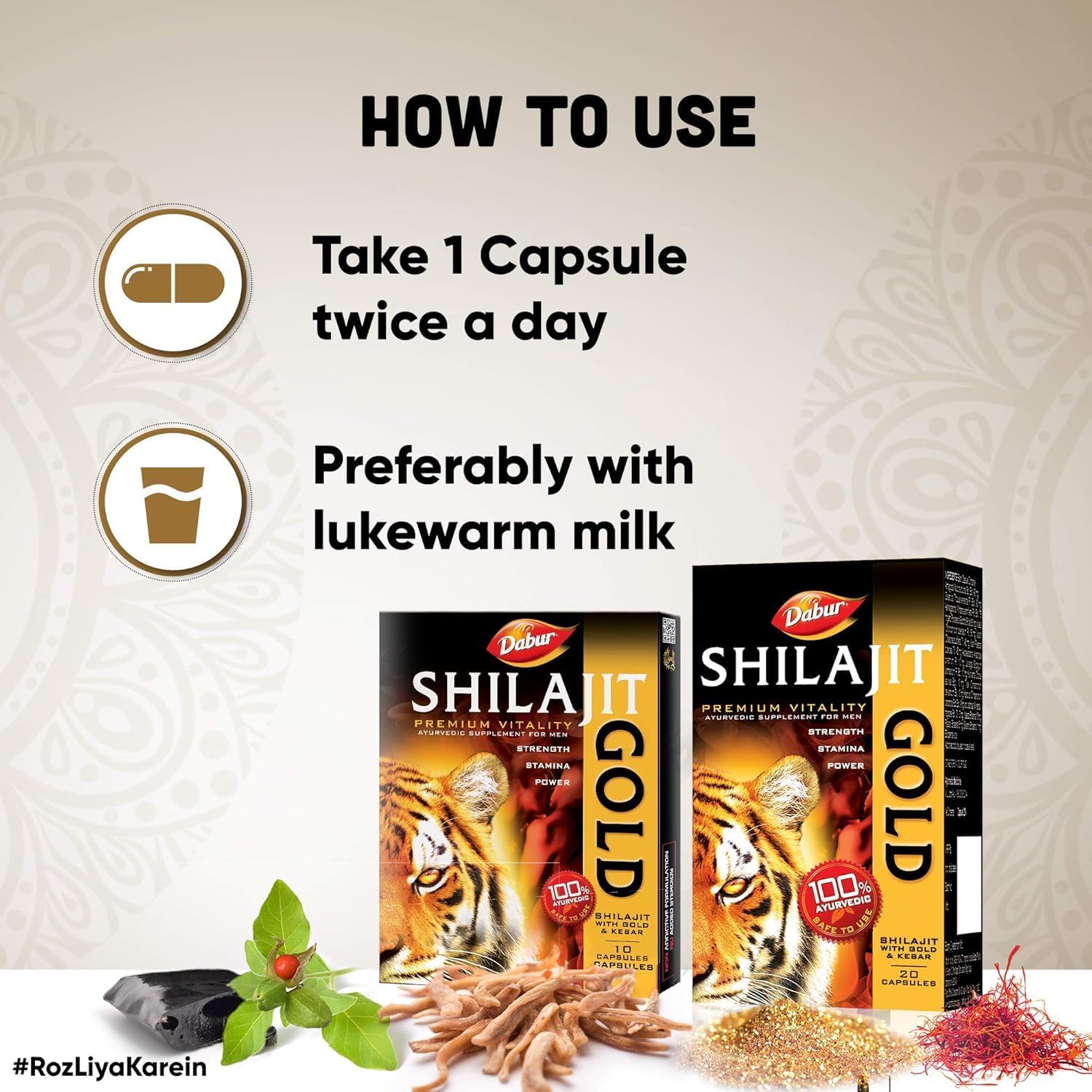 DABUR Shilajit Gold - 20 Capsules | 100% Ayurvedic Capsules for Strength , Stamina and Power | Premium Ayurvedic Supplement | For Men — Amazon image 5