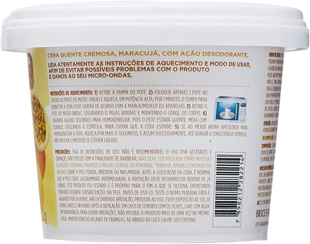 Depil Bella - Cera Depilatória Cremosa Micro-ondas Maracujá 200g