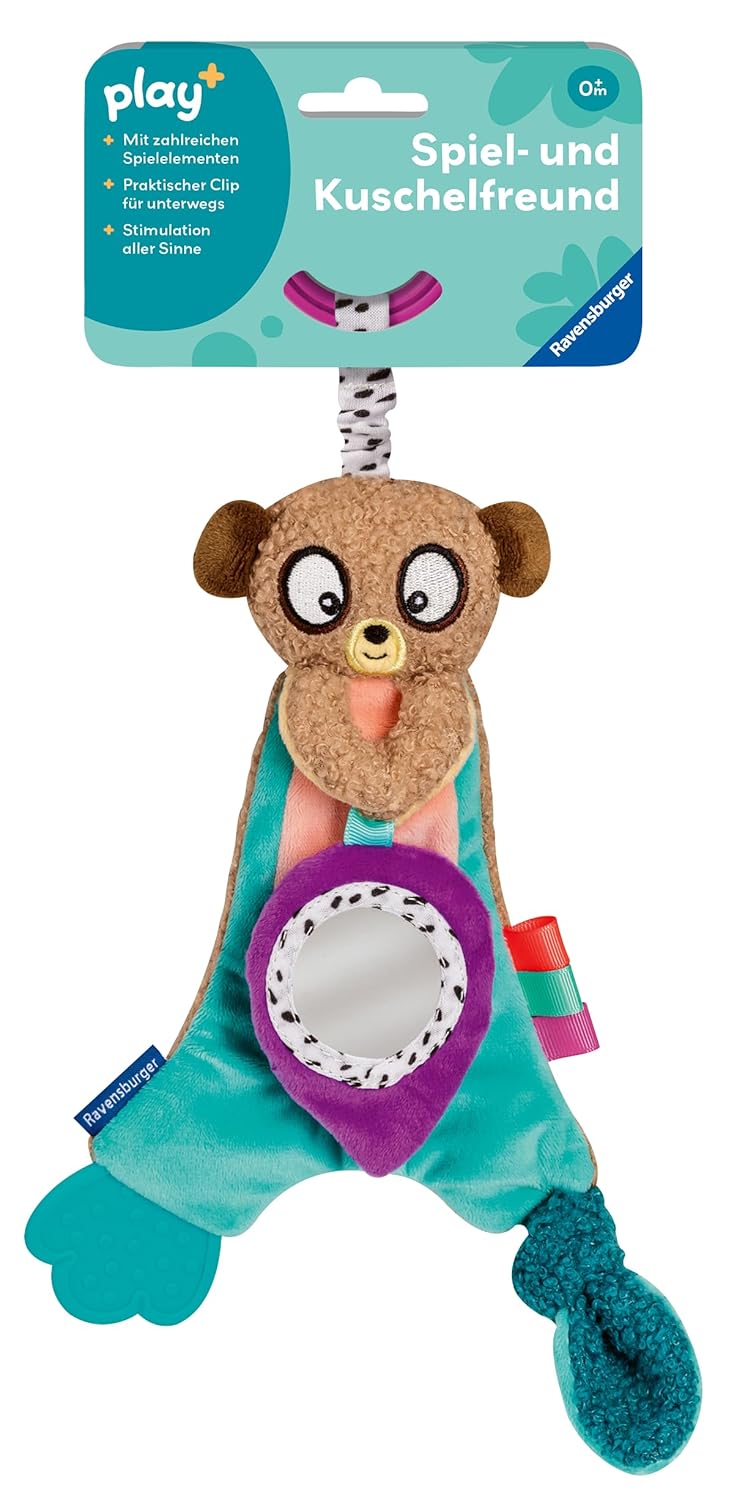 Ravensburger 4852 Play+ Knister-Erdmännchen, Schmusetuch zum Kuscheln und Einschlafen, Zahnungshilfe, Baby-Spielzeug ab 0 Monaten