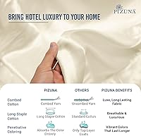 Vista 5 de Pizuna Juego de 2 fundas de almohada 100% algodón de 1000 hilos de tejido satinado de algodón de fibra larga con cierre de sobre, calidad de hotel