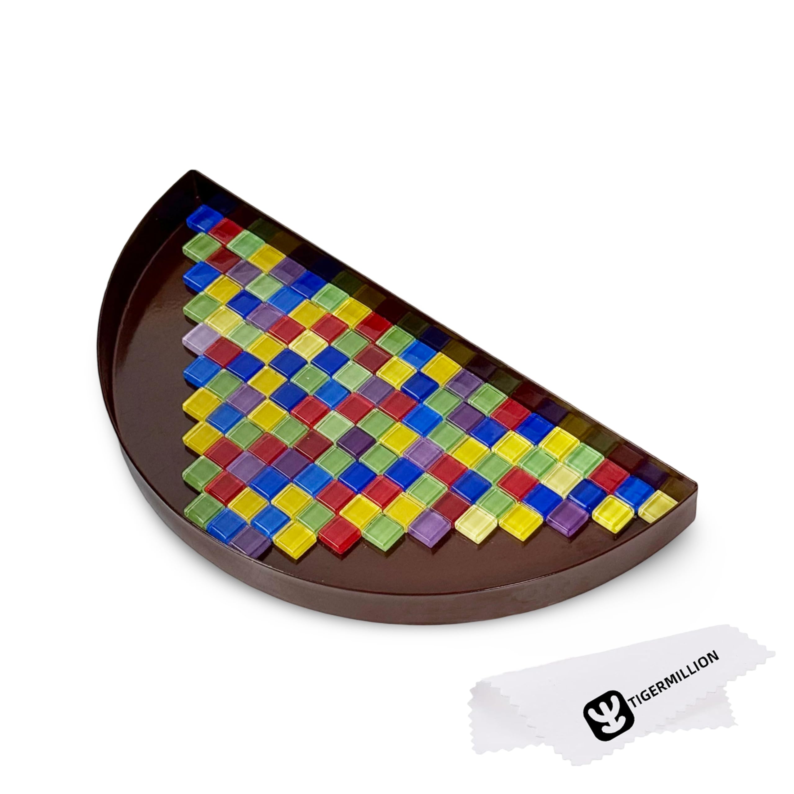 TIGERMILLION Metal Jewelry Tray with Jewelry Cleaning Cloth, Perfume Tray Catchall Tray Bedside Vanity Nightstand Caddy Holder Desk Storage Plate