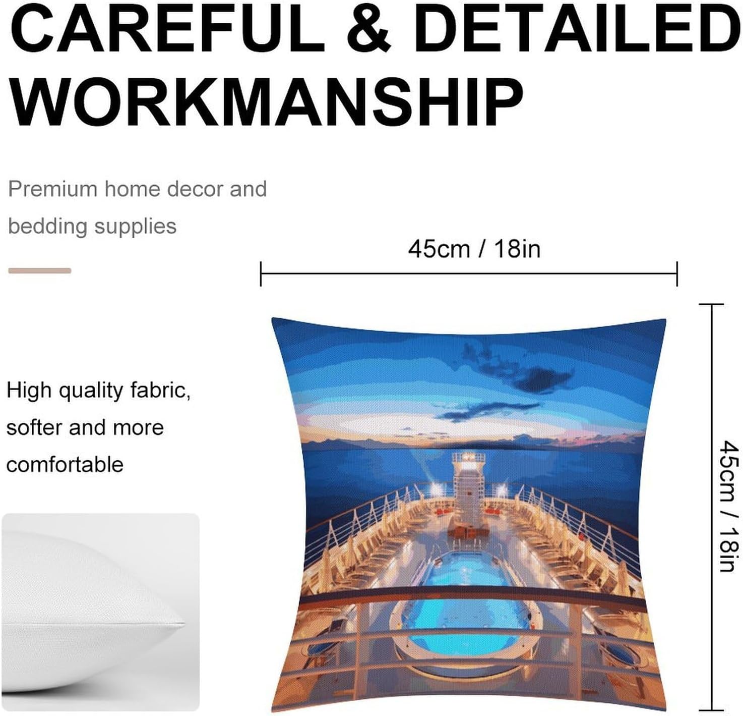 Pool Party Cruise Ship Pillow Protectors Cute Waterproof Pillow Cover Soft Skin-Friendly Cushion Case Decorative Square Cushion Cover for Couch Sofa Bed Living Room Bedroom