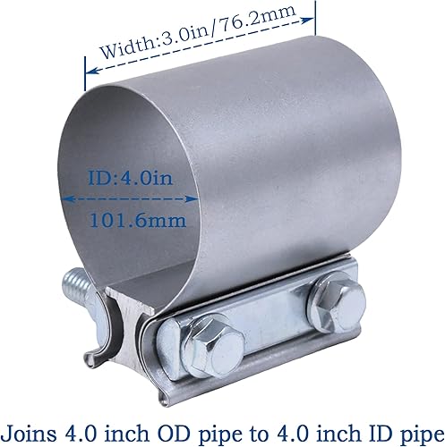 Miniatura 8 de Abrazadera de tubo de escape de 3.0 pulgadas para tubo de diámetro exterior de 3 pulgadas con manga de abrazadera de banda de sellado de 3 pulgadas