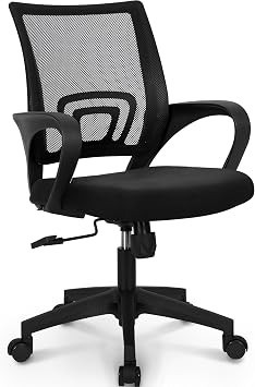 NEO CHAIR Office Desk Computer Chair Ergonomic Mesh Gaming Cushion Seat with Comfy Lumbar Mid Back Support Adjustable Height Swivel Rolling Wheels for Home Task Mesh Black