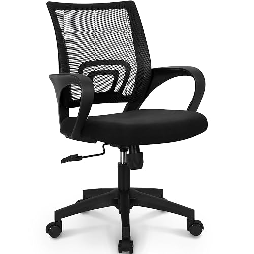 NEO CHAIR Office Computer Chair Ergonomic Mid-Back Mesh Desk Chair, Black | Breathable Mesh Back with Lumbar Support, Height Adjustment, Smooth Rolling Casters for Home Office, Study or Gaming Setup
