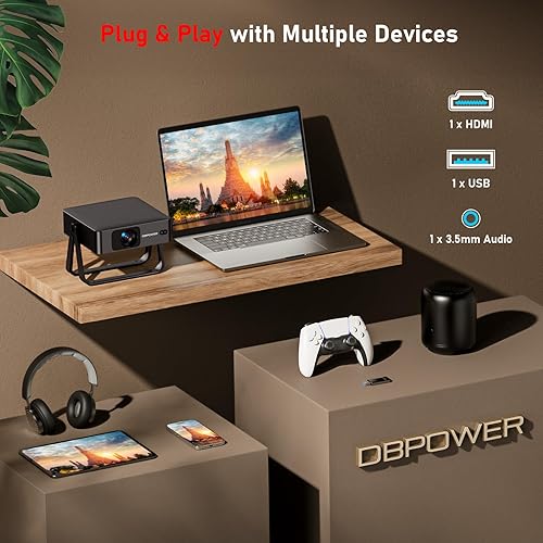 Miniatura 9 de Ultradelgado de 1.97 pulgadas  Enfoque automático  Aplicaciones integradas  Soporte de 360 Mini proyector inteligente con WiFi y Bluetooth,