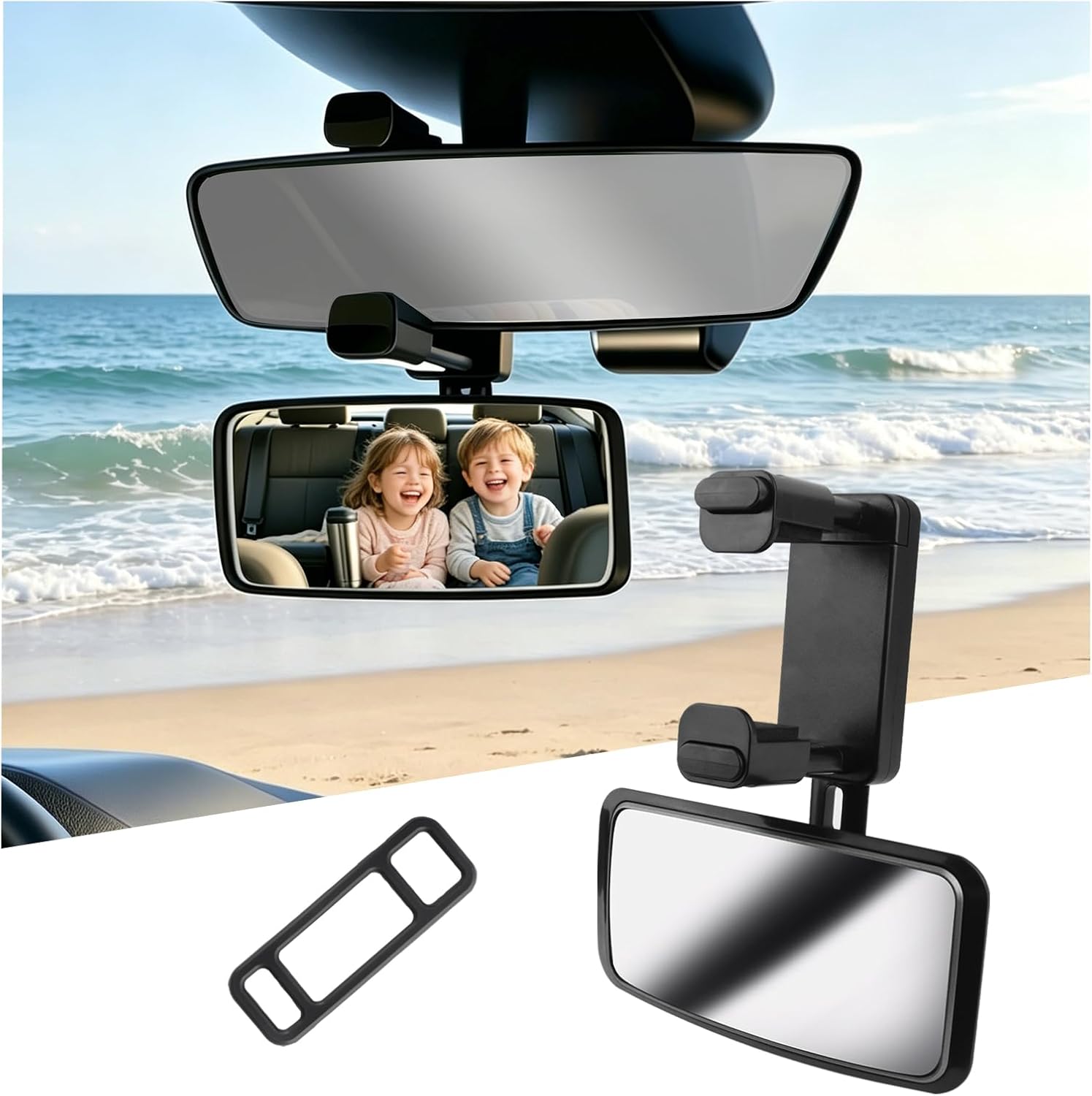 Clip on Baby Rear View Mirror for Car,Shatterproof Back Seat Mirror with 360° Adjustable & Larger Curved Field of View,Universal Baby Car Mirrors Rears Facing Cars Accessories