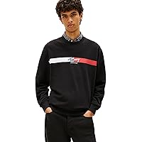 Tommy Jeans Felpa Pullover Uomo Tjm Reg Sign Stripe Cnck Ext DM0DM23019
