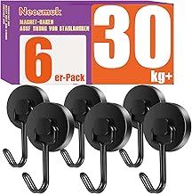 Neosmuk Swing Magnetic Hook, Black, 30 kg Magnetic Hook, Extra Strong for Locker Organiser, Neodymium Magnets, Hook Magnetic Very Strong for Workshop Furnishings, Rear Tent, Grill