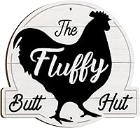 Vista 1 de The Fluffy Butt Hut Signs,cartel de gallinero, decoración de cobertizo de pollo para el hogar (blanco)