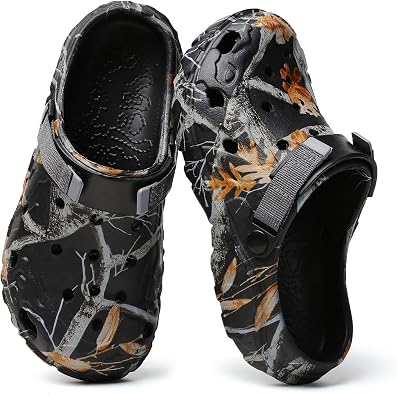 MEIAGDT Unisex Camo Clogs Mules Sandals Arch Comfortable Garden Shoes for Men Women - Lightweight EVA Slip on Shoes for Beach, Shower, Outdoor & Casual Wear