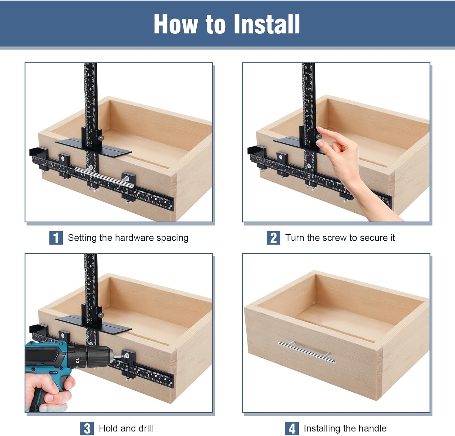 Cabinet Hardware Handle Jig, Template Tool Punch Locator Drill for Woodworking, Fast and Accurate