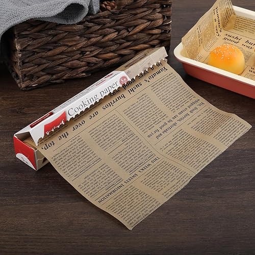 Baking Parchment Paper Roll Non Stick Baking Paper Newspaper Printing Design Food Wrapping Paper for Baking Cookies Bread Pizza Meat and Vegetables - Thumbnail 3
