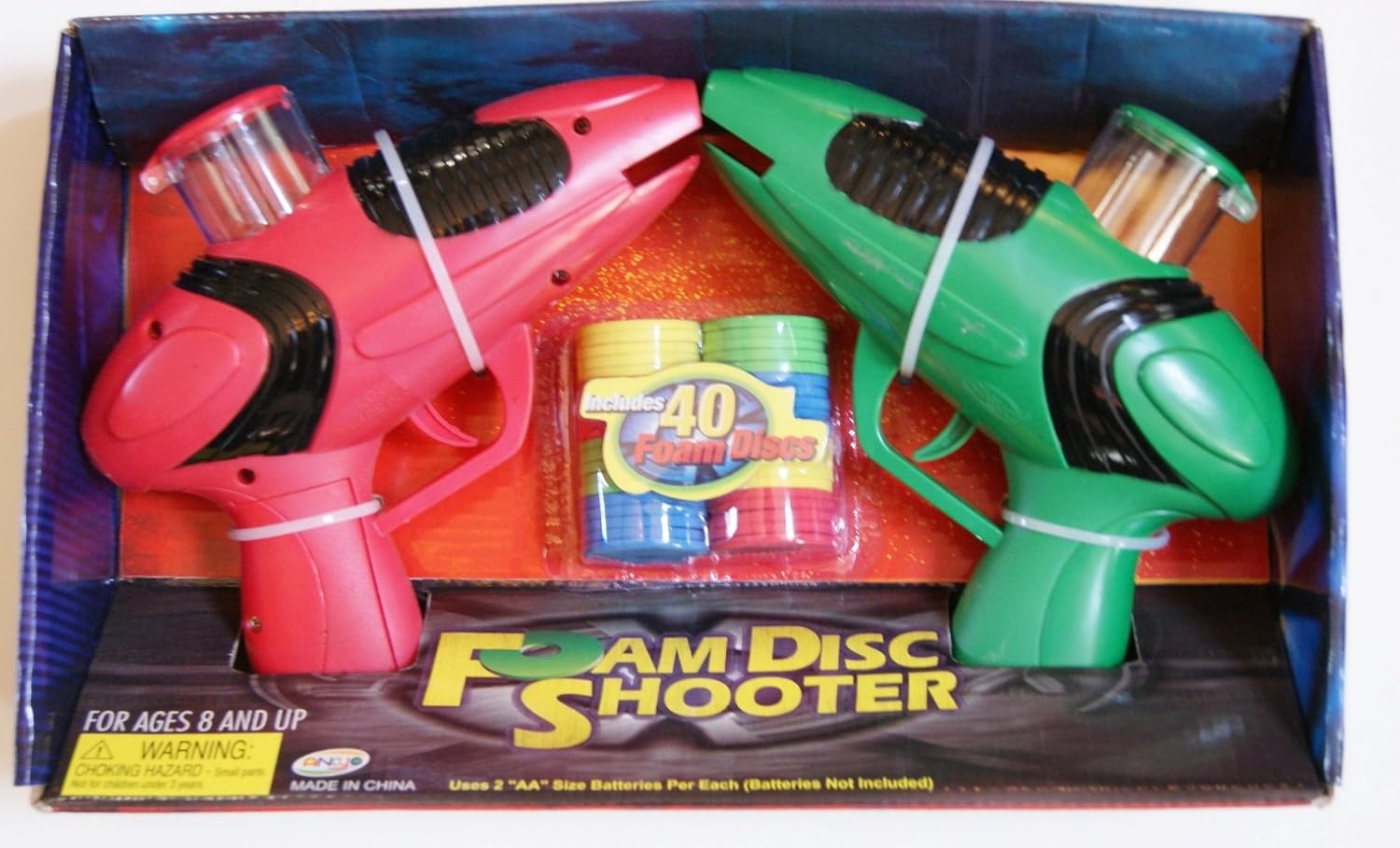 2 Foam Disc Shooters (40 Colored Foam Discs Included) Toys & Games