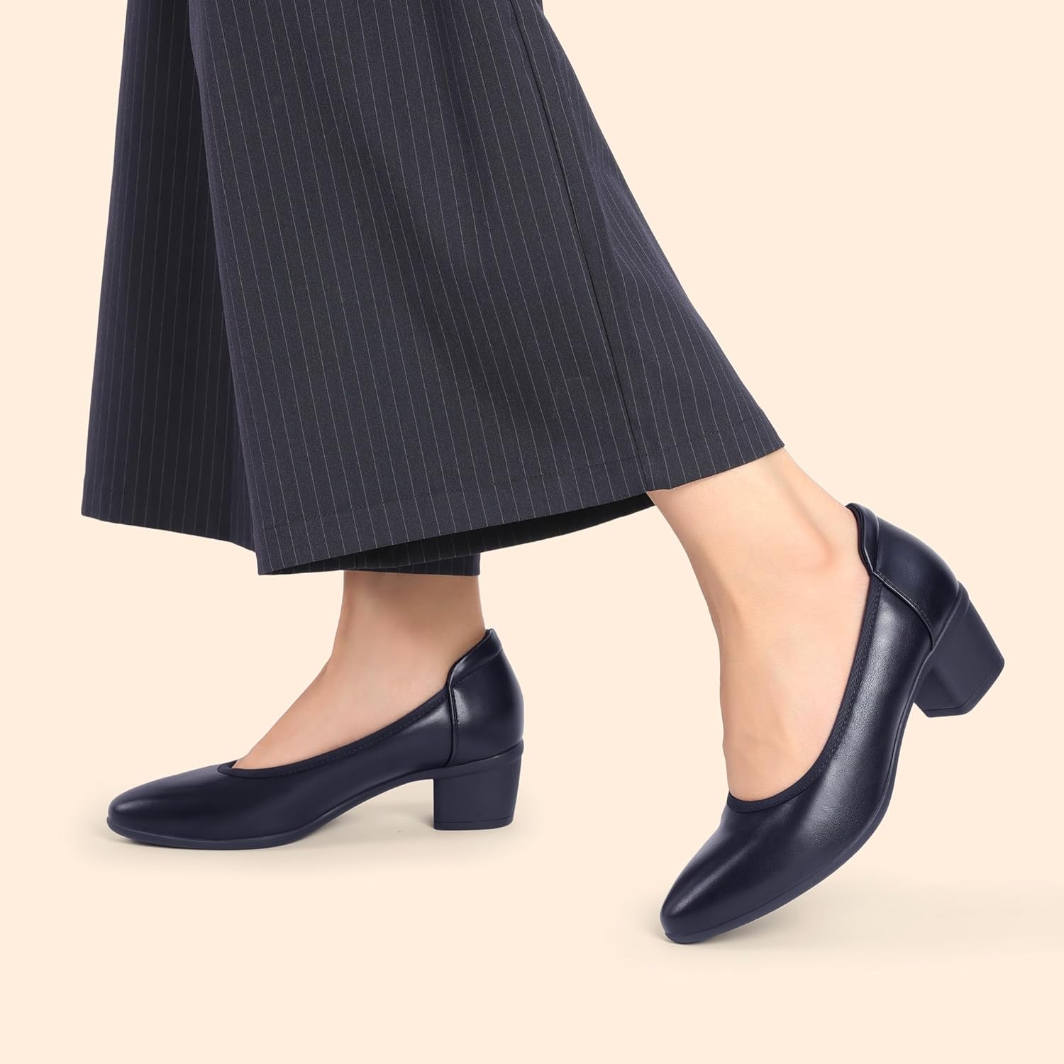 DREAM PAIRS Women's Low Chunky Block Heel Dress Shoes Closed Round Toe Comfortable Heels Work Wedding Office Pumps Shoes - Image 2