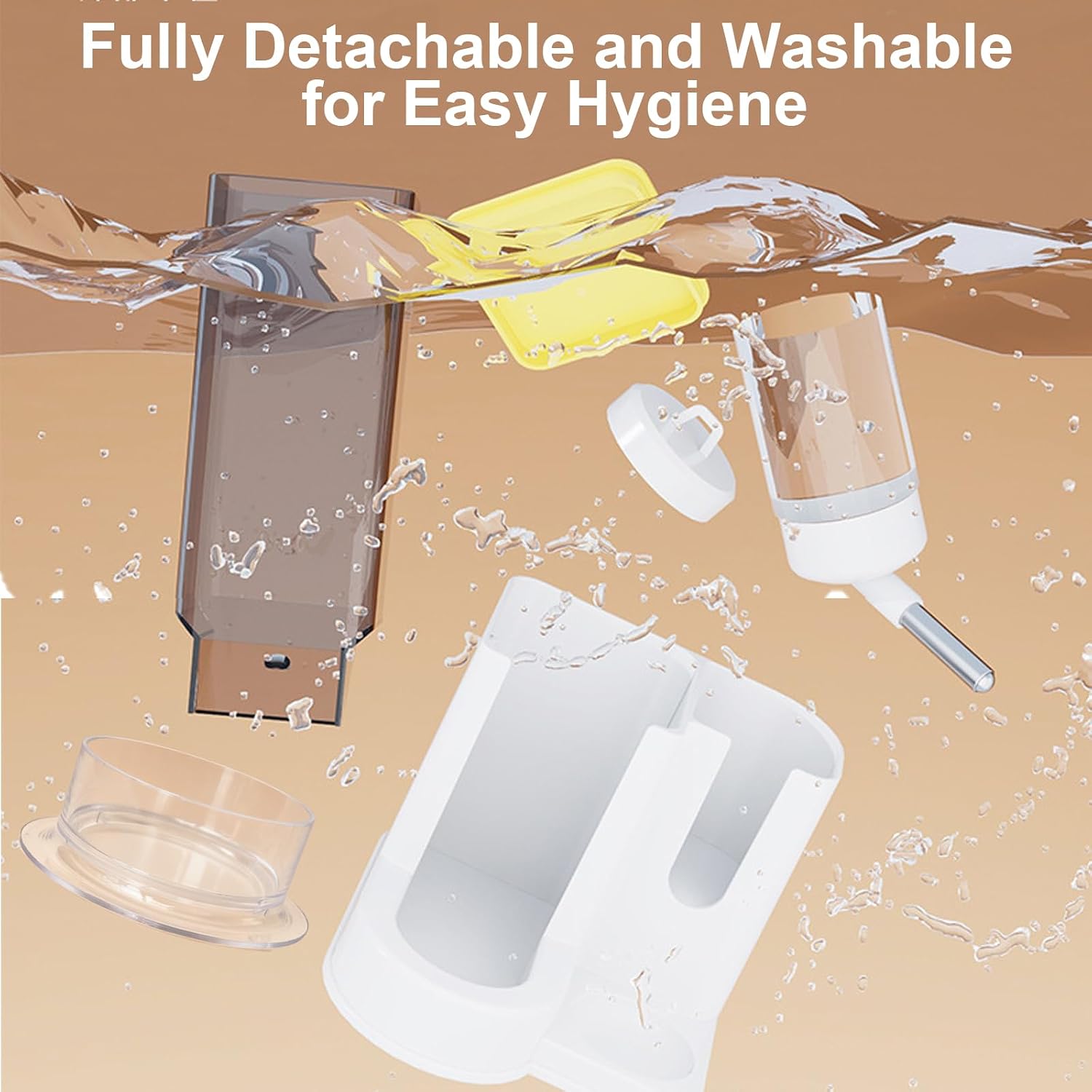No-Drip 2-in-1 Hamster Water Bottle & Automatic Feeder, All-in-One Small Animal Cage Accessories with Snack Bowl for Hamsters, Mice, Gerbil and Sugar Gliders