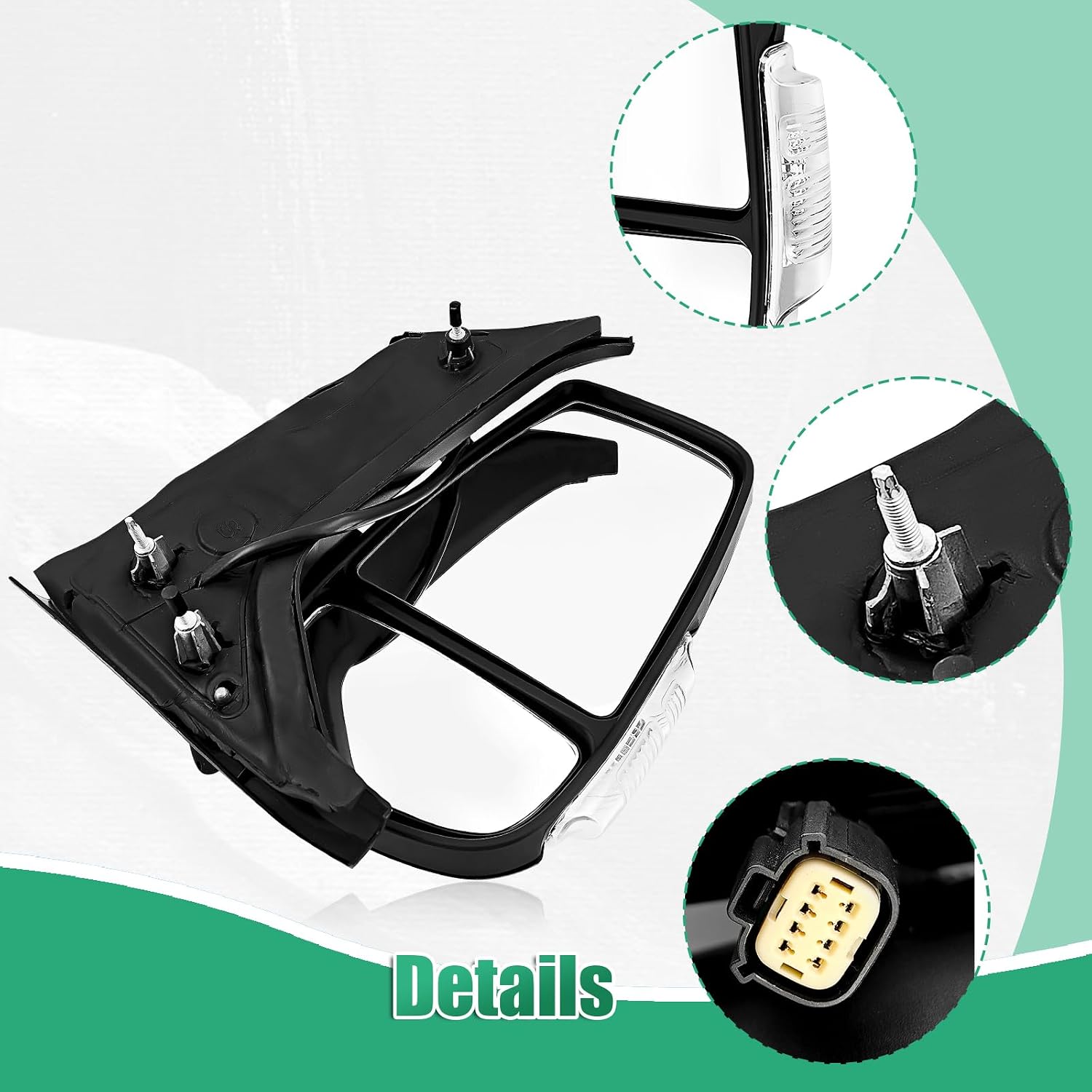 Right Passenger Side Tow Mirror Fits for Ford Transit 150 250 350 2018-2019 Support Power Folding Power Heated Adjust with Turn Signal Light Short Arm JK4V17682AAW FO1321602