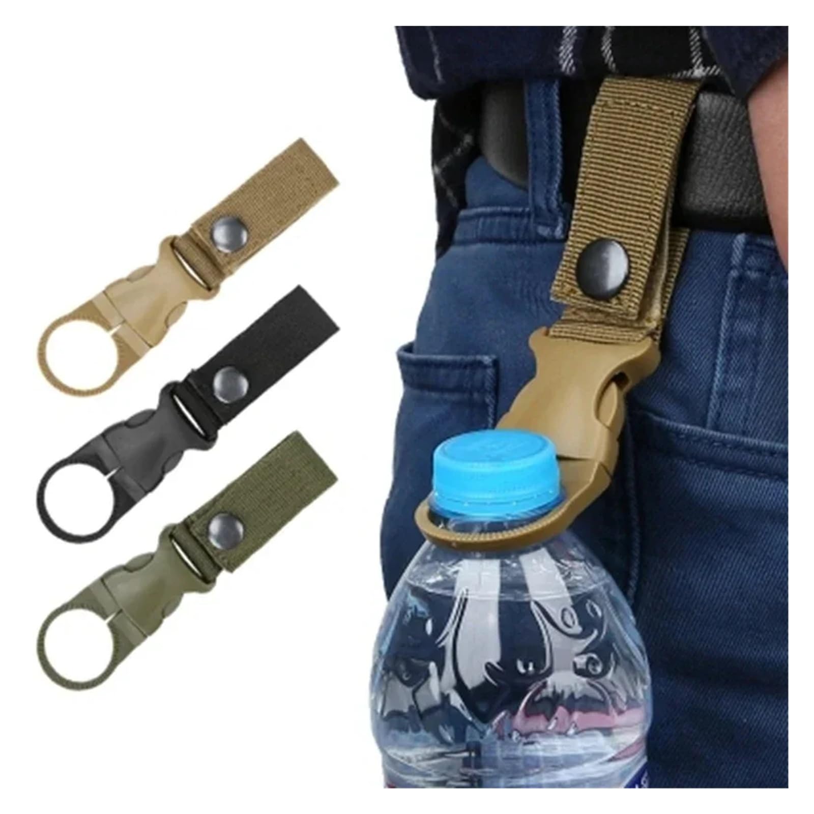 GHHZML Water Bottle Clip Outdoor Waterbottle Buckle Hook Nylon Webbing Climb Carabiner Belt Backpack Hanger Camp Water Bottle Holder Clip