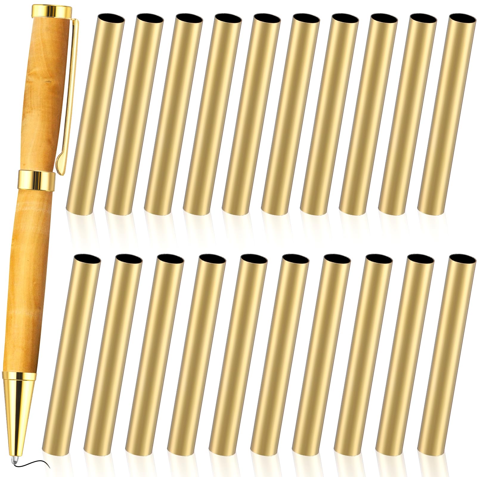 Colarr 20 Pcs 7mm Slimline Pen Tubes Pen Turning Tubes Brass Pen Replacement Accessories 2-1/32