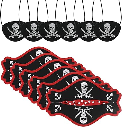 Chifoom 6 Set Chapeau De Pirate Et Yeux Bandes Chapeau De Pirate Pour Enfants Jeux De Chasse Au Tresor Chapeux Carton Classique Avec Crane Imprimer Mascarade Anniversaire Cosplay Amazon Fr Cuisine Maison