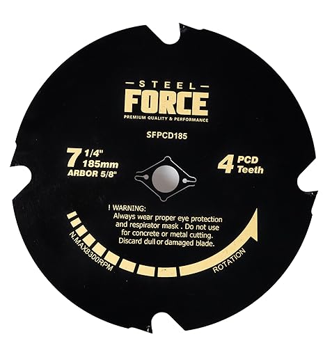 Steel Force CRPCD185 7-14 "4 dientes policristalino diamante con punta PCD Hardie Blade para el cemento de la fibra y el suelo laminado