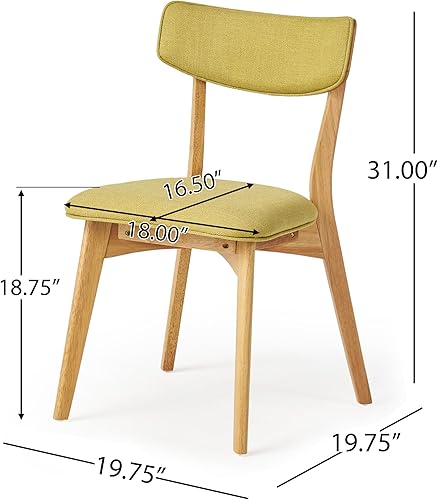 Miniatura 3 de Christopher Knight Home Abrielle Mid-Century - Sillas de comedor de tela moderna con marco de madera de caucho con acabado de roble natural, juego