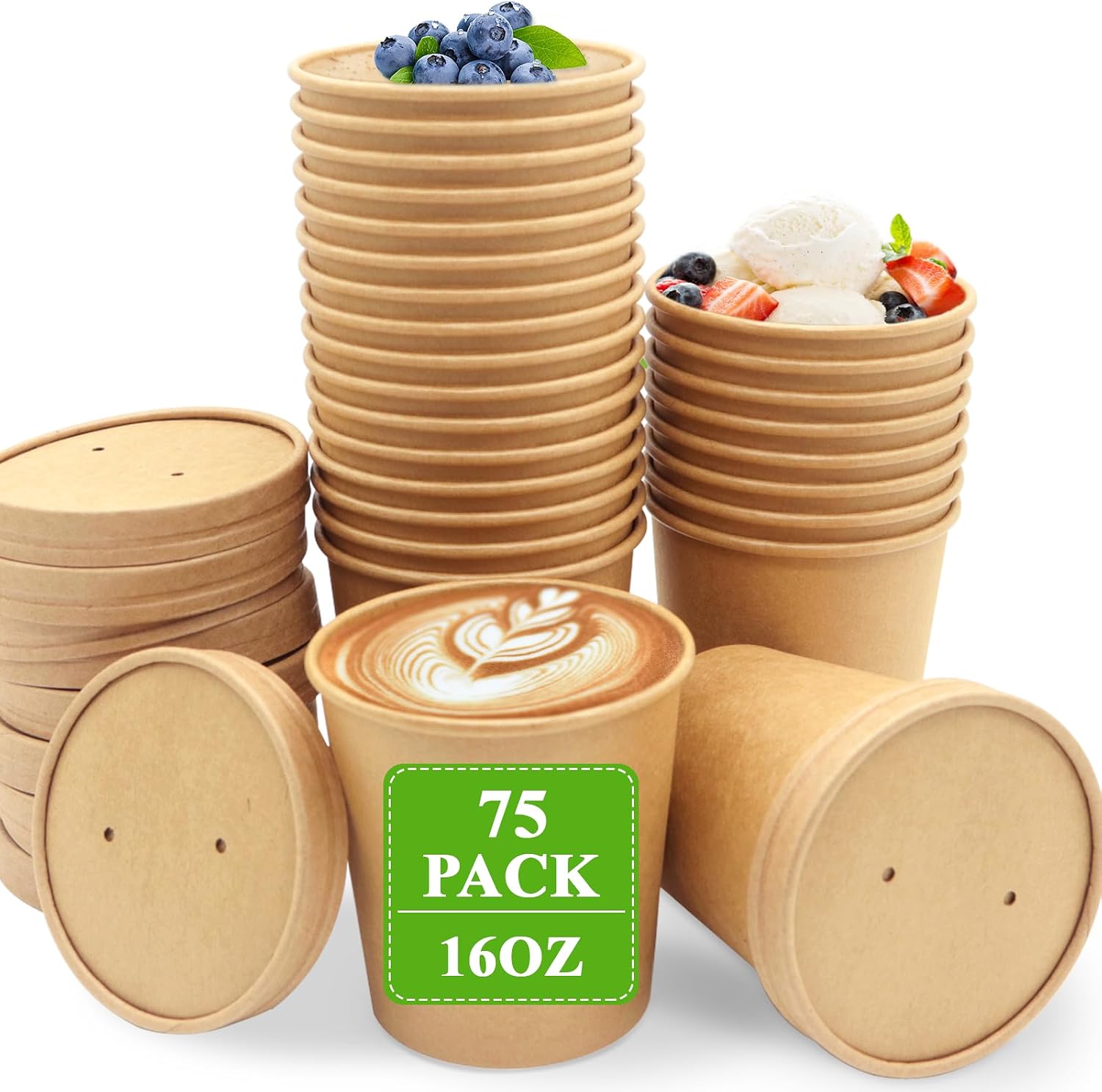 Amazon.com: ANKS 75 Packs Soup Containers with Lids, 16 oz. Paper Food ...