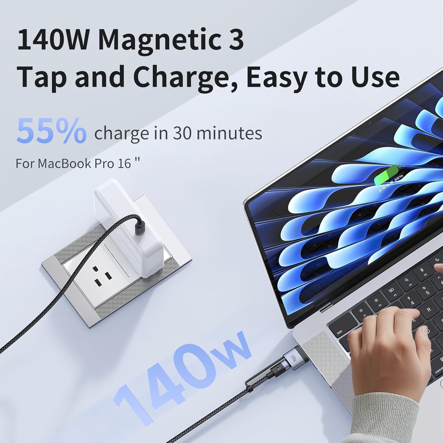 mcdodo 140W USB-C to Magsafe 3 Cable for MacBook Pro M5 Charging, 2-in-1Magnetic 3 & USB-C Cable Compatible with MacBook Pro/Air M5 M4 M3 M2 M1(2021-2025)-6.6FT