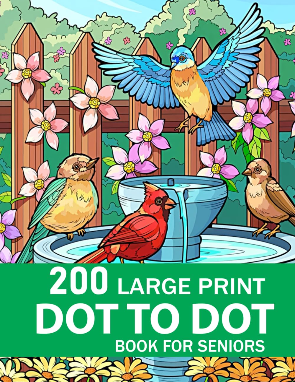 200 Large Print Dot To Dot Book For Seniors: Large Print Easy Dot To Dot Nature Scenes, Birds, Butterflies, Animals, Flowers and More.