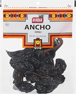 Badia Ancho Chili, 3 oz – Dried Poblano Chile Peppers for Authentic Mexican & Latin Dishes, Mild Hot