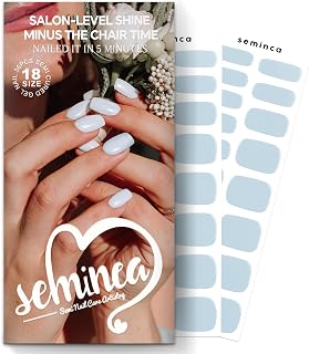 Semi Cured Gel Nail Strips-Natural Looking False Nails, Glue on Nails Full Cover for Daily Use & Homemakers Works with Any UV/LED Lamps(Sky Blue)