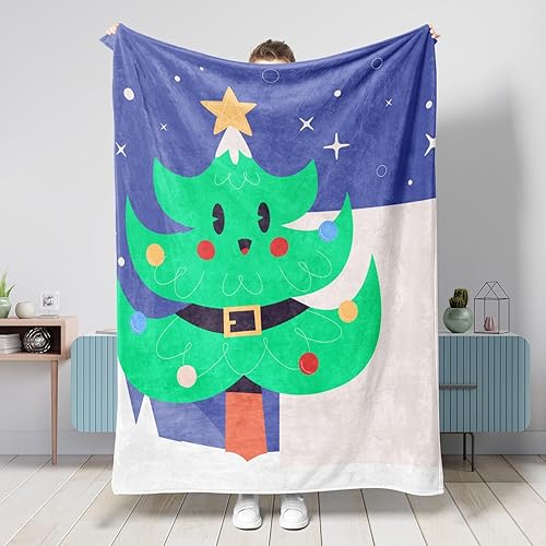 Manta de dibujos animados Feliz Navidad, divertida muñeco de nieve para sala de estar, dormitorio, Navidad, decoración del hogar, sofá, acogedora