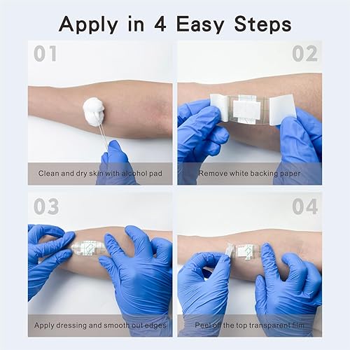 Miniatura 6 de Apósito médico transparente con almohadilla, 50 unidades, 2.7 x 1 pulgada, envuelto individualmente, estéril, transpirable, resistente al agua