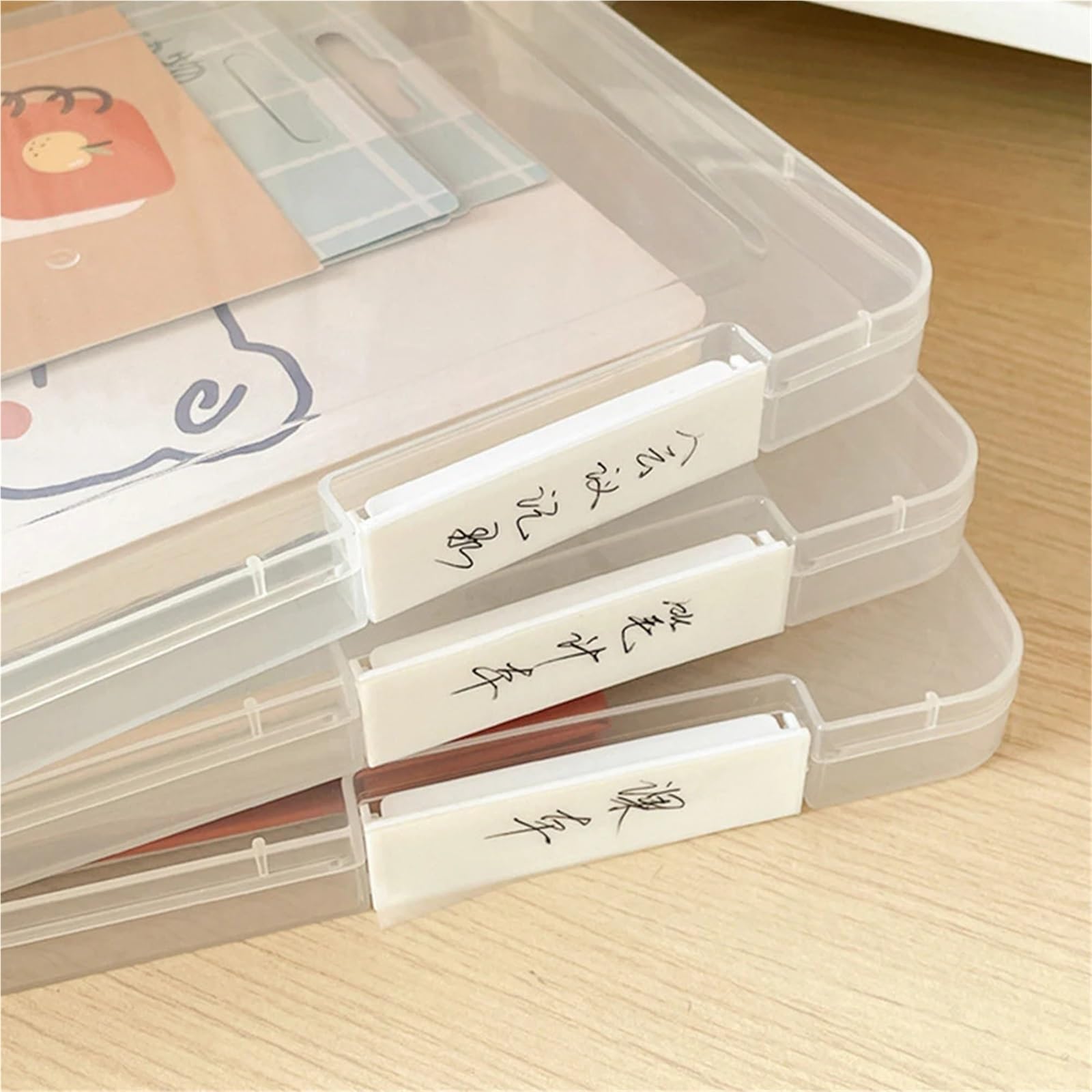 5 pezzi trasparenti A4 cartella organizer scatola scuola ufficio forniture documenti per Scuola, Ufficio