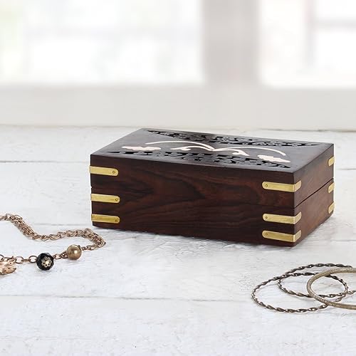 Miniatura 2 de Storeindya Joyero de madera hecho a mano, caja de almacenamiento decorativa, caja de regalo de Navidad, regalo de Acción de Gracias, caja