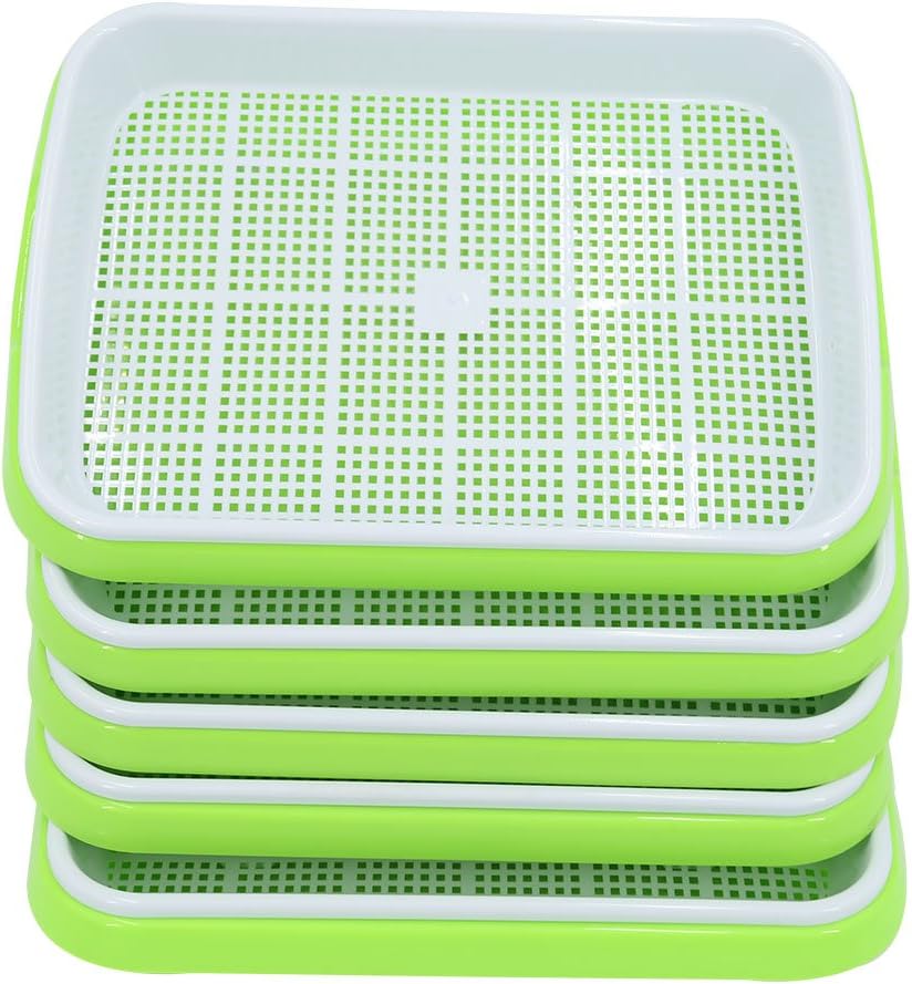 tenger 5-set Double-layer Seed Sprouter Tray Hydroponics Basket Seeding Germination Tray Flower Pot Vegetable Seeding Grow Case,34 * 24.5 * 10cm