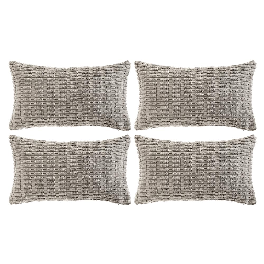 Fancy Homi - Juego de 4 fundas de cojín decorativas para salón, sofá y cama, estilo moderno, rústico y boho, decoración para el hogar, 61 x 30 cm, gris