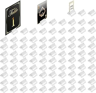 100 Stück Kartenständer, Transparent Kartenaufsteller, Dreieckiger Tischkartenhalter, Kartenständer Kunststoff, Postkartenhalter, für Fotos, Brettspielkarten, Bilder, Memos und Menüs