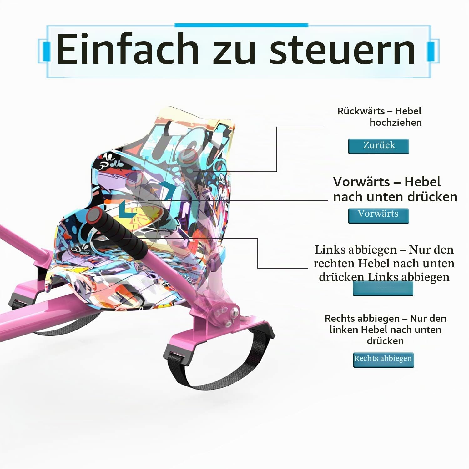 Hoverboards Go Kart, Hoverboards mit Sitzaufsatz Hoverkart,- Verstellbarer Hoverkart-Sitz für elektrische selbstbalancierende Scooter - Passend für alle Hoverboard-Größen - 6,5", 8" und 10"