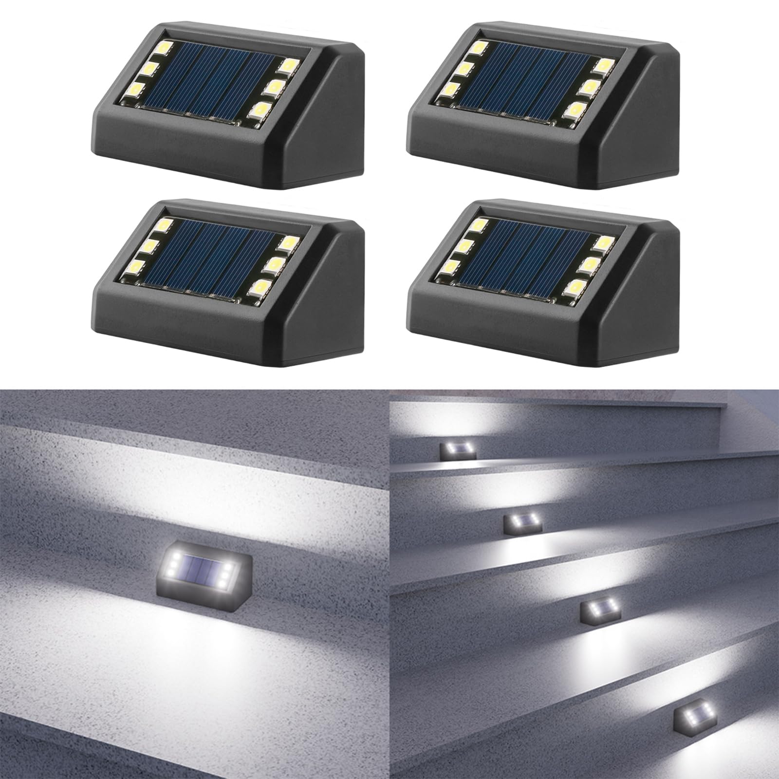 Kaeltsyn 4 Pack Solar Step Lights Automatic for Garden Paths Night Solar Lights