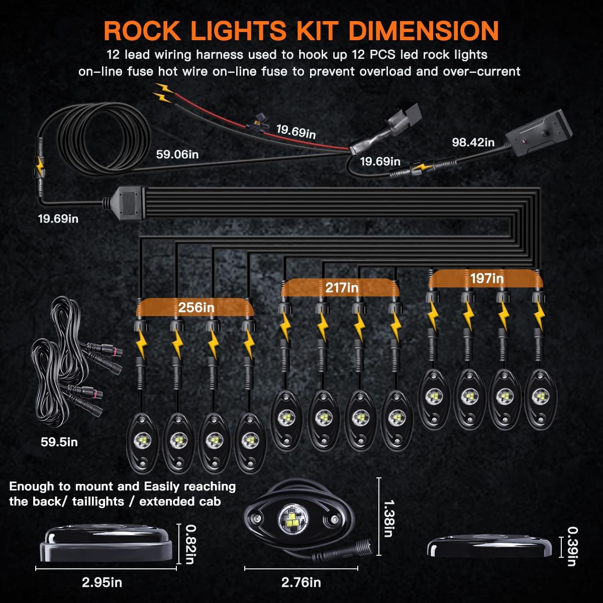 LEDMIRCY R1 Pure White Rock Lights Kit with Switch Wire Harness 12PCS Super Bright LED Rock Lights White for Offroad Trucks ATV UTV SUV High Power Underglow Under Body Light Waterproof Shockproof
