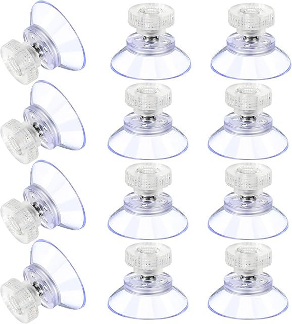 12 Pieces Large Suction Cup Plastic Sucker Pads Rubber Transparent Anti-Collision Sucker Pad Metal Nut Stud Transparent PVC Strong Suction Cup Replacement with Screw Nut for Glass Table (25M5-6)
