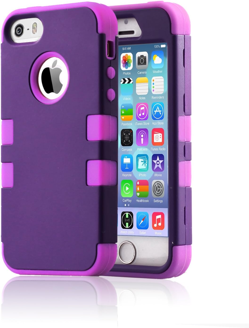 BENTOBEN iPhone 5S Case,iPhone SE Case, 3 Piece Hard Plastic Shell Silicone Hybrid iPhone 5 Cases Shock Proof Drop Resistance Anti-Slip Cover for Apple iPhone 5 5S SE, Purple/Purple