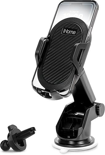 iHome Paquete de montaje universal 3 en 1 para automóvil, brazo de montaje ajustable completo con base de ventosa, clip de ventilación