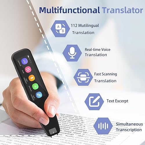 Miniatura 2 de Language Translator Device, DOSMONO OCR Reading Pen, Dyslexia Reading Tool, 112 Languages Translator Device for Meetings Travelling Learning,