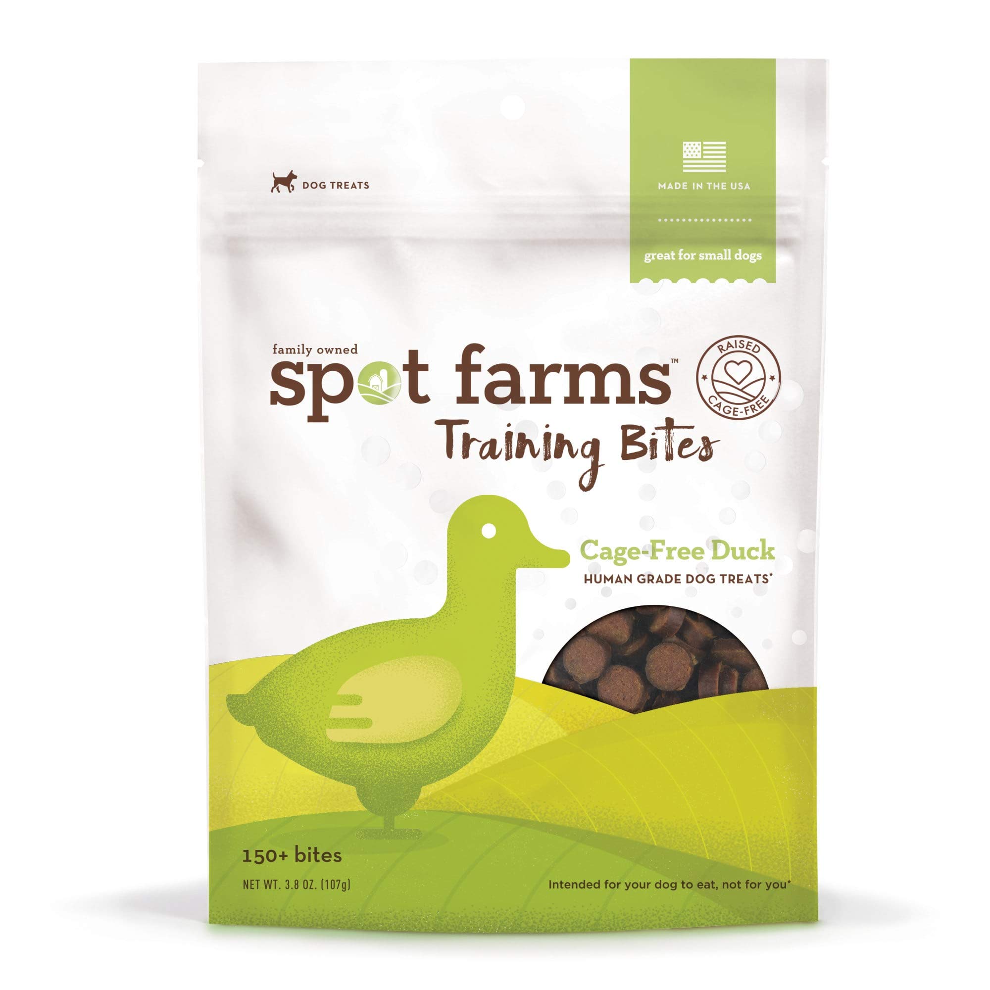 spot farmsDuck Training Bites Human Grade Dog Treats, 3.8 oz.